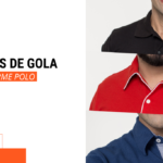 Tipos de gola polo de uniforme com três tipos de gola do lado direito